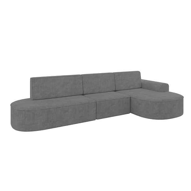 ALTDECOR ROHOVÁ SEDAČKA s funkcí spaní a otomanem, pravá MARI-L2-S 368x167x85 Šedá Velur