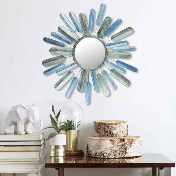 Dekorativní kovový doplněk na zeď Metal Art Mirror Sun