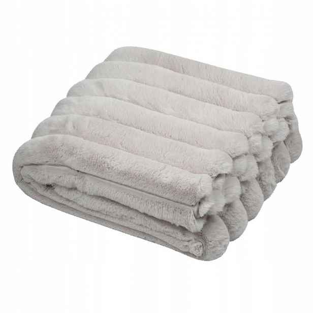 Fleecová Deka Nadýchaná Šedá 130 X 160 CM Polyester Pruhy