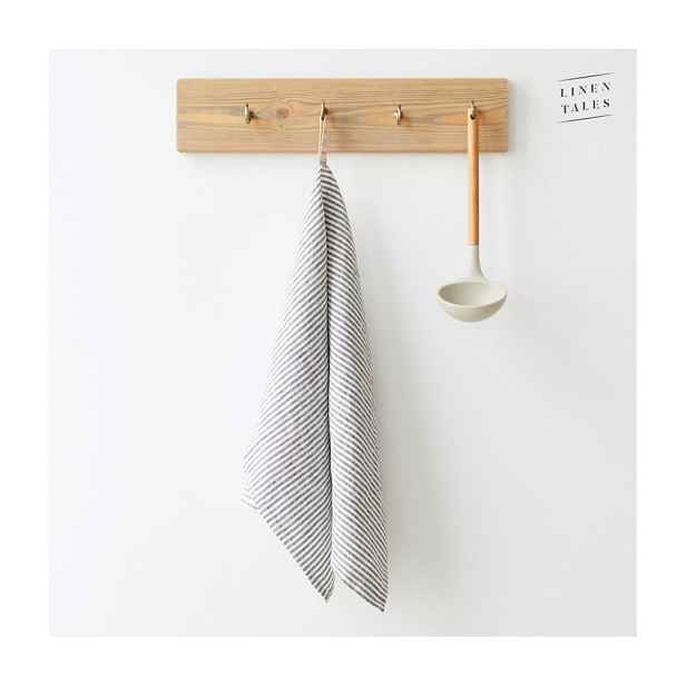 Lněná utěrka 45x65 cm Thin Black Stripes – Linen Tales