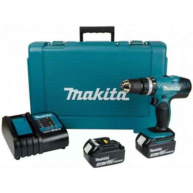 Makita - 18V AKU vrtací šroubovák s příklepem, 2x aku 3,0 Ah LXT, nabíječka DHP453SFE