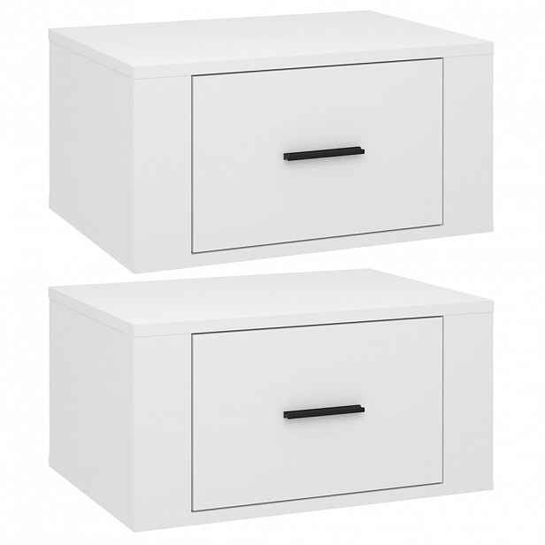 vidaXL Nástěnné noční stolky 2 ks bílé s vysokým leskem 50x36x25 cm
