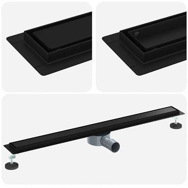 vidaXL Sprchový odtok 2 v 1 s 360° sifonem Černá 90 cm