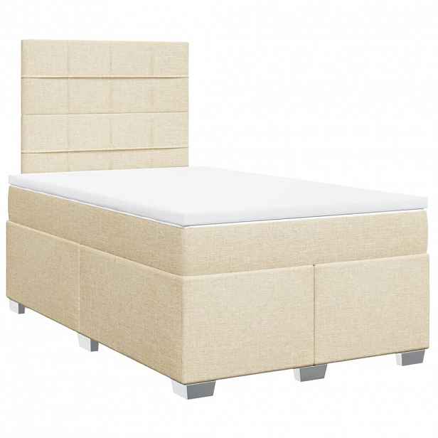 vidaXL Box spring postel s matrací krémová 120x190 cm textil