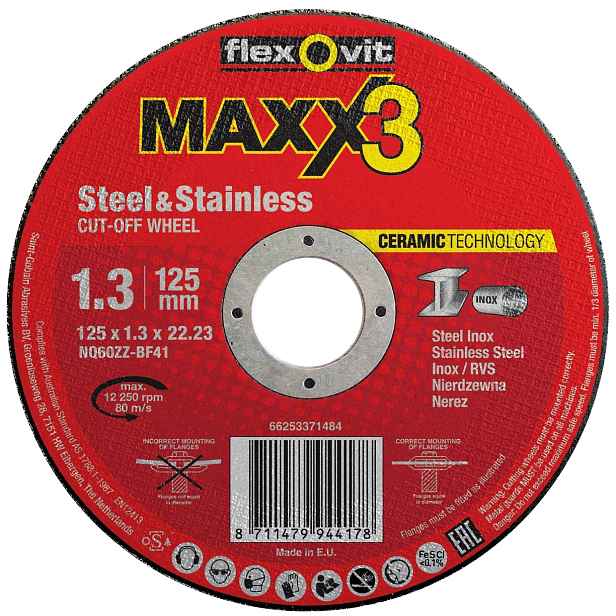 Kotouč řezný Flexovit Maxx3 NQ60ZZ-T41 125×22,23 mm