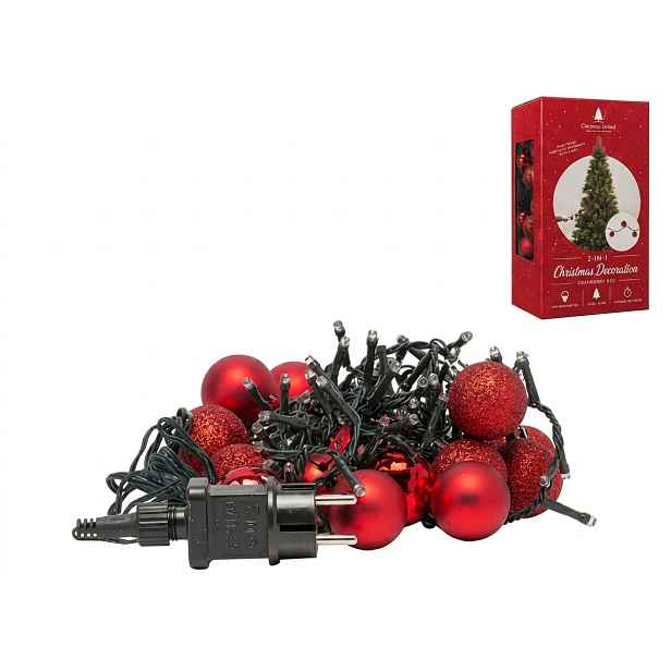 LED světelný řetěz CRANBERRY BALLS 7,4 m, červený