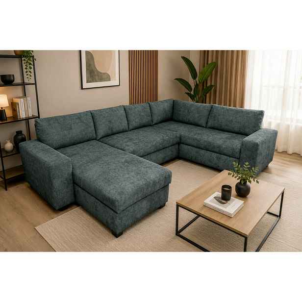 P & B SEDACÍ SOUPRAVA, textil, tmavě šedá