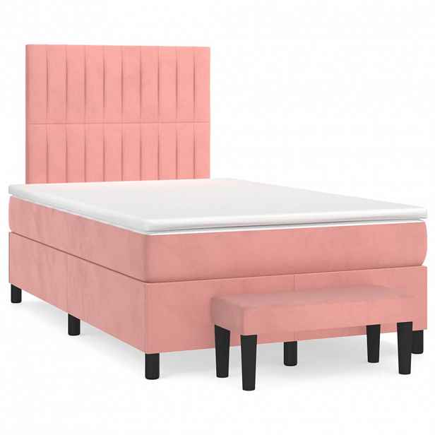 vidaXL Box spring postel s matrací růžová 120 x 200 cm samet