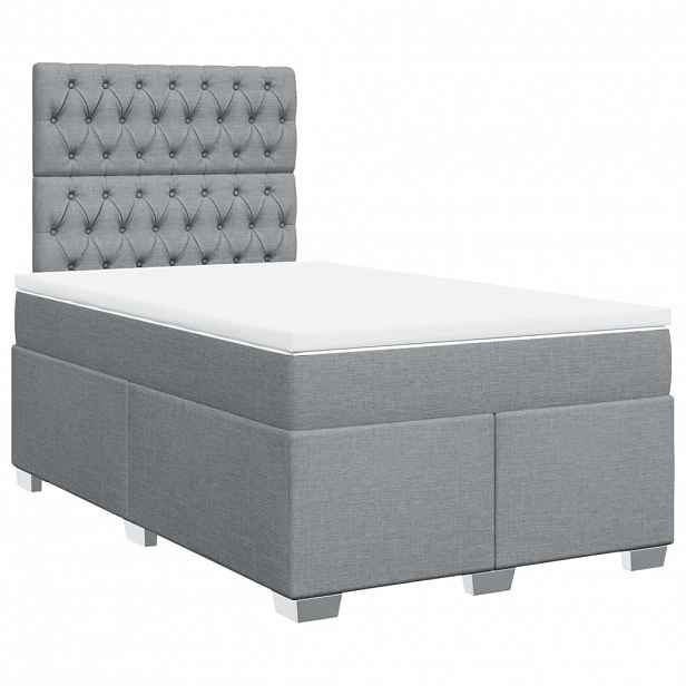 vidaXL Box spring postel s matrací světle šedá 120x190 cm textil