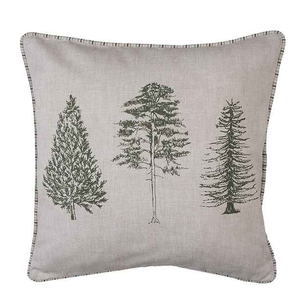 Béžový bavlněný povlak na polštář se stromky Natural Pine Trees - 40*40 cm Clayre & Eef