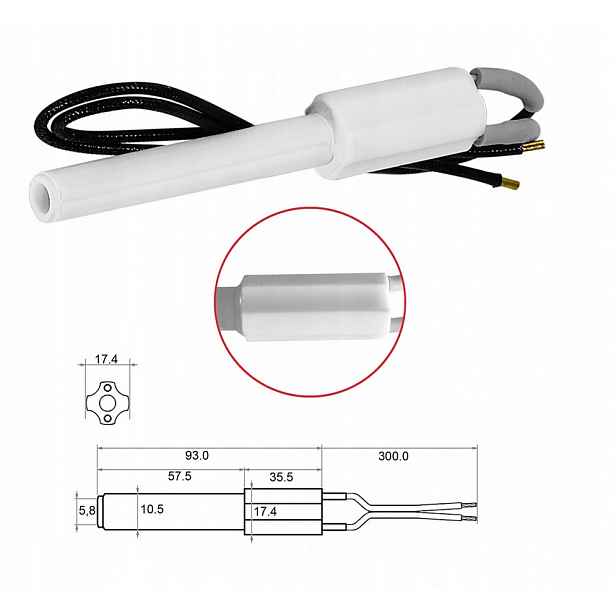 Keramický zapalovač na pelety, ohřívač pelet 150 W