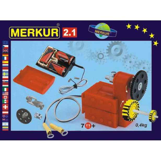 MERKUR 2.1 Stavebnice Elektromotorek v krabici 26x18x5cm