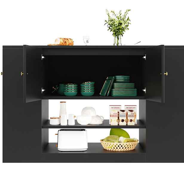 Modenvie KUCHYŇSKÝ ostrůvek z MDF, 140/40/90 cm černý, se sklápěcí deskou a úložným prostorem