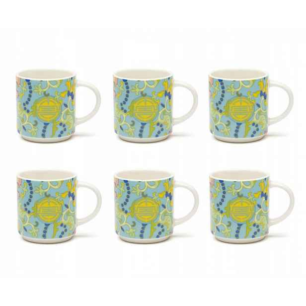 Sada 6 šálků, vícebarevných, porcelánových, 100 ml