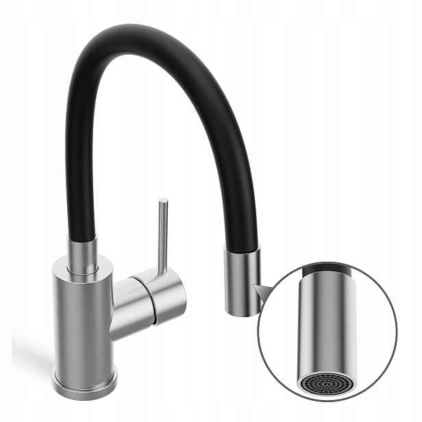 Kuchyňská Baterie Inox Kartáčovaná 310 MM S Otočným Ramínkem 360°