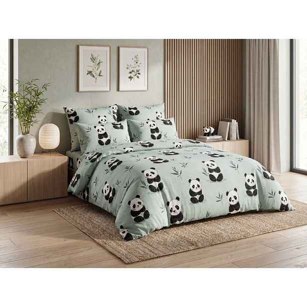 Povlečení z mikrovlákna PANDA RELAX mentolové Rozměr povlečení: 70 x 90 cm | 140 x 220 cm