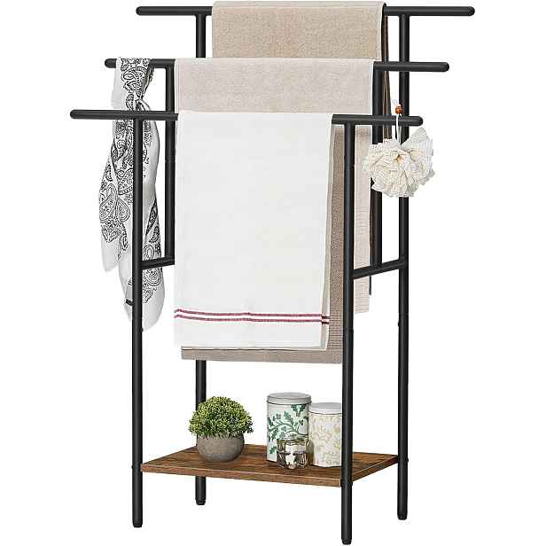 Stojan na ručníky Vasagle Menry 68 cm černý/hnědý