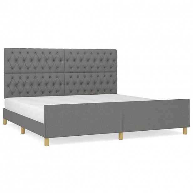 vidaXL Rám postele s čelem tmavě šedý 200x200 cm textil