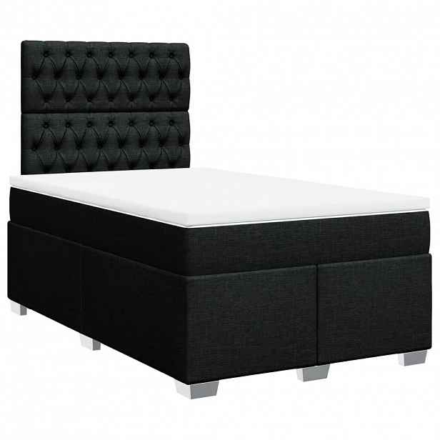 vidaXL Box spring postel s matrací černá 120x190 cm textil
