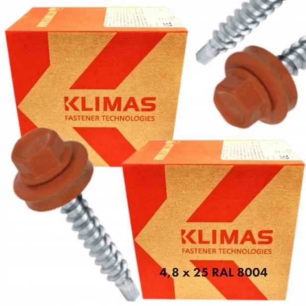 2x Samovrtné vruty farmářů dřevo 4,8x25 podložka Epdm Ral 8004 250 Ks