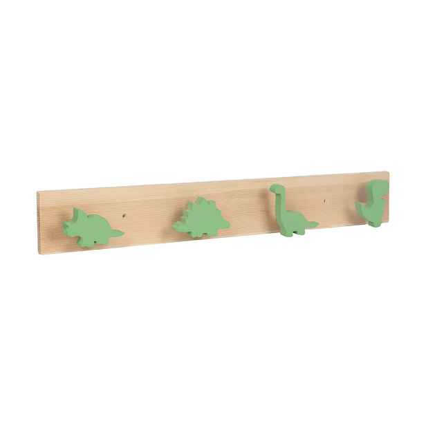 Relaxdays VĚŠÁK přírodní zelená 4-háčky dinosaurus 50 cm