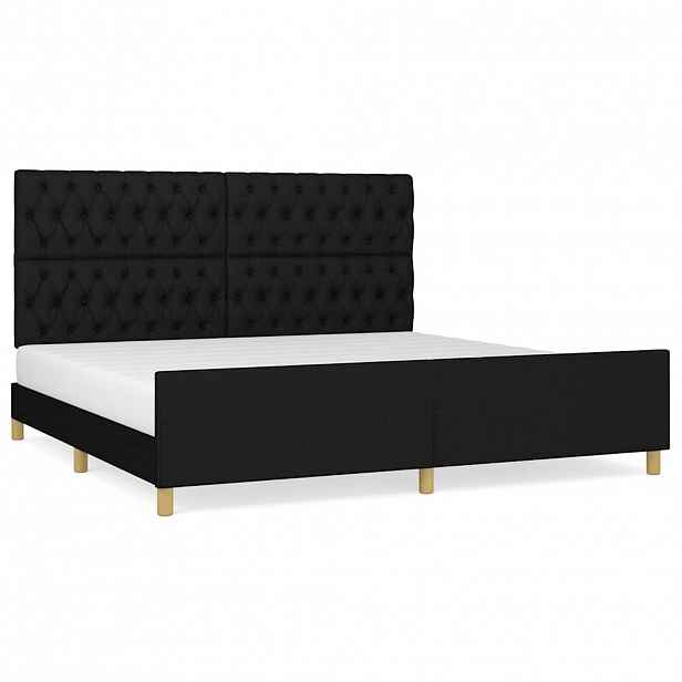 vidaXL Rám postele s čelem černý 200x200 cm textil