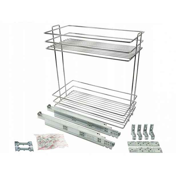 Výsuvný Nákladní Koš Do Skříňky 30 CM Chrom Blum 2 Úrovně Brzda Starax Pw