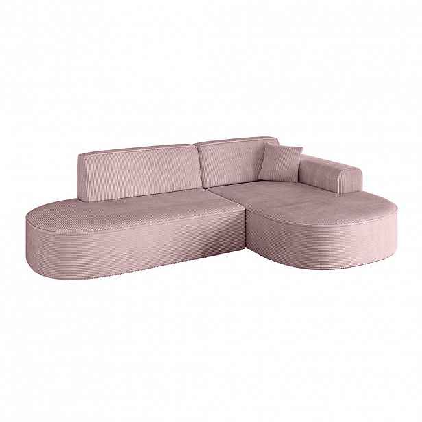 ALTDECOR ROHOVÁ SEDACÍ SOUPRAVA s otomanem vpravo MARI-L1 – 243 x 171 x 79 cm, růžový manšestr