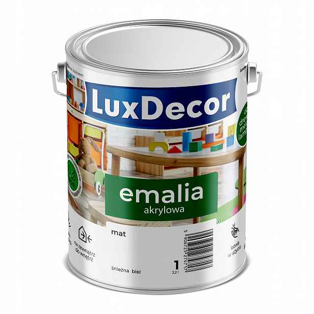 Luxdecor Dlouhotrvající Univerzální Akrylová Smaltovaná Barva Sněhová Bílá Matná 2,2 L