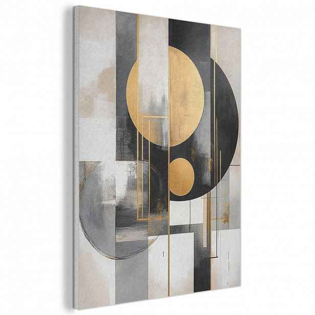 MuchoWow AKUSTICKÝ obraz Abstraktní - Zlato - Stříbro - Tvary - Estetické - Moderní 60x80 cm