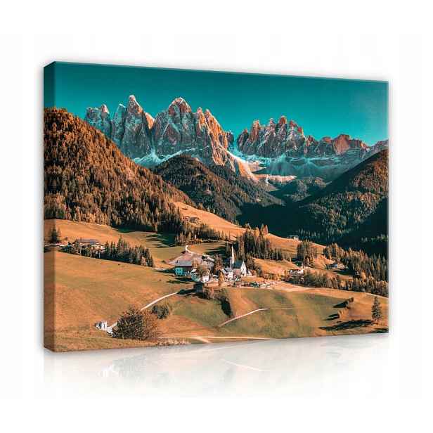 Obraz 100x75 Dolomity Alpy hory údolí venkov krajina příroda klid