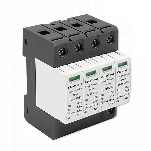Omezovač přepětí Qoltec Ac 4P 420V Typ C T2 na Din lištu