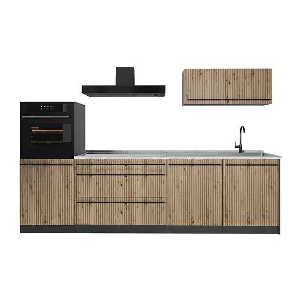 Vicco KUCHYŇSKÝ KOUT R-Line, Řemeslný dub/Antracit, 280 cm pracovná doska Mramor