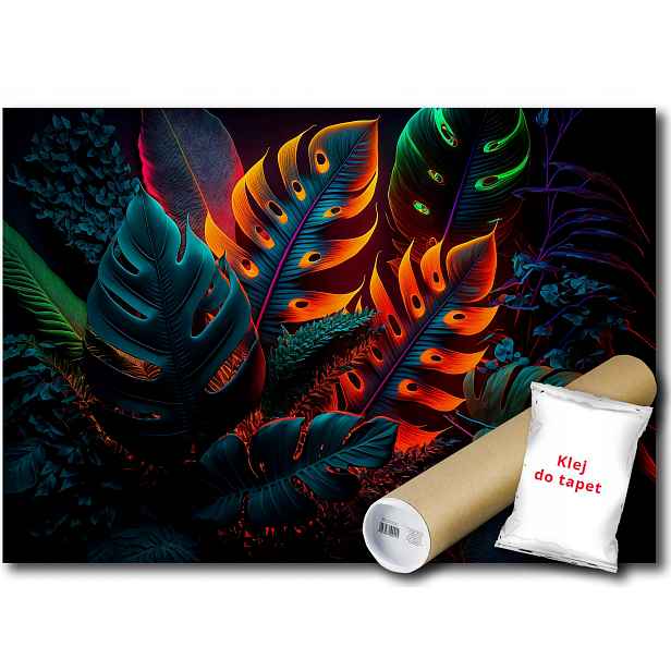 Vinylová fototapeta s rostlinami a neonovým efektem 152x104