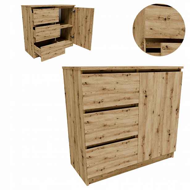 Komoda K8JER1D3S artisan 80 cm malá, prostorná skříň, regál na oblečení, hračky