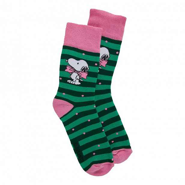 PEANUTS Ponožky Snoopy s mašlí vel. 39-42 - zelená/růžová