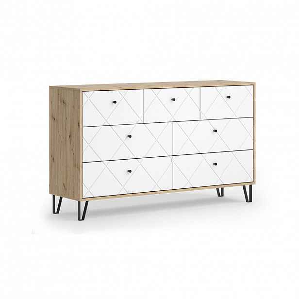 Vicco KREDENC Nizza Řemeslný dub 140.2 x 82.6 cm se 7 zásuvkami