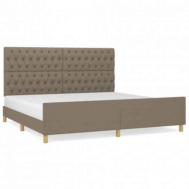 vidaXL Rám postele s čelem taupe 200x200 cm textil