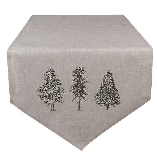 Béžový bavlněný běhoun se stromky Natural Pine Trees - 50*160 cm Clayre & Eef