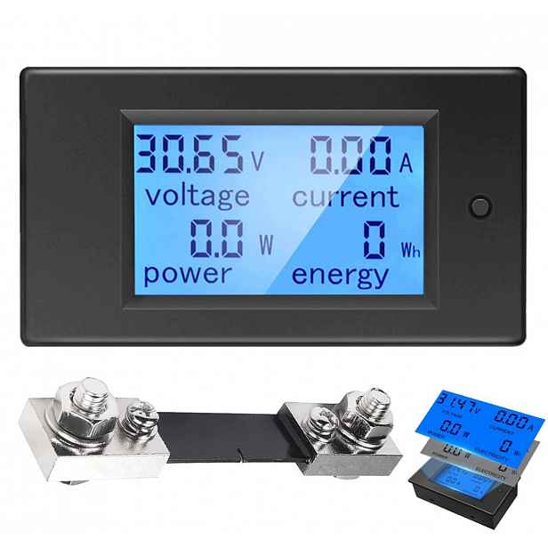 Digitální měřič výkonu DC 6,5-100 V 100 A LCD s ampérmetrem a bočníkem