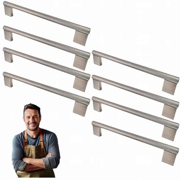 Nábytková Úchytka do skříňky Zásuvky Barro 160 mm ocel rýhovaná 8 ks