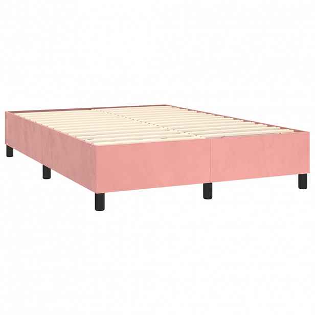 vidaXL Box spring postel s matrací růžová 140x190 cm samet