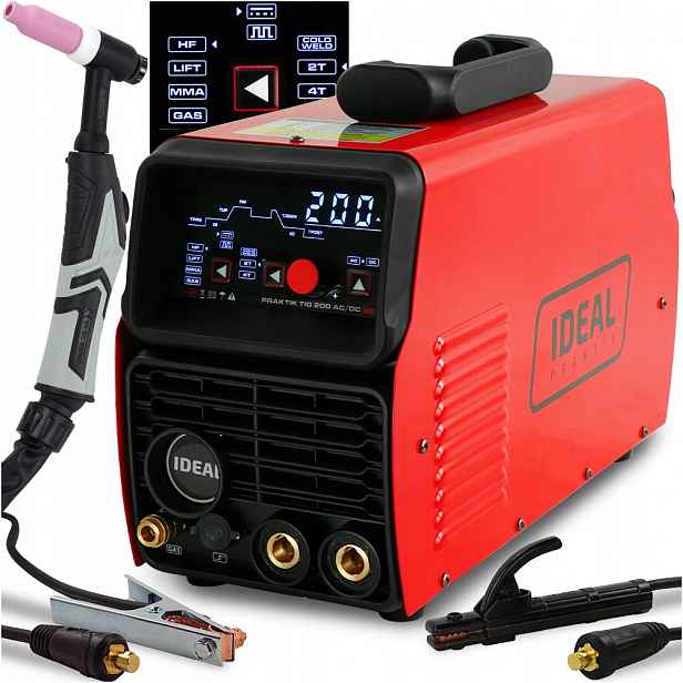 Tig Ac DC svařovací stroj Mma Ideal Praktik Tig 200 Led Puls Hf 2T 4T Cold Tig