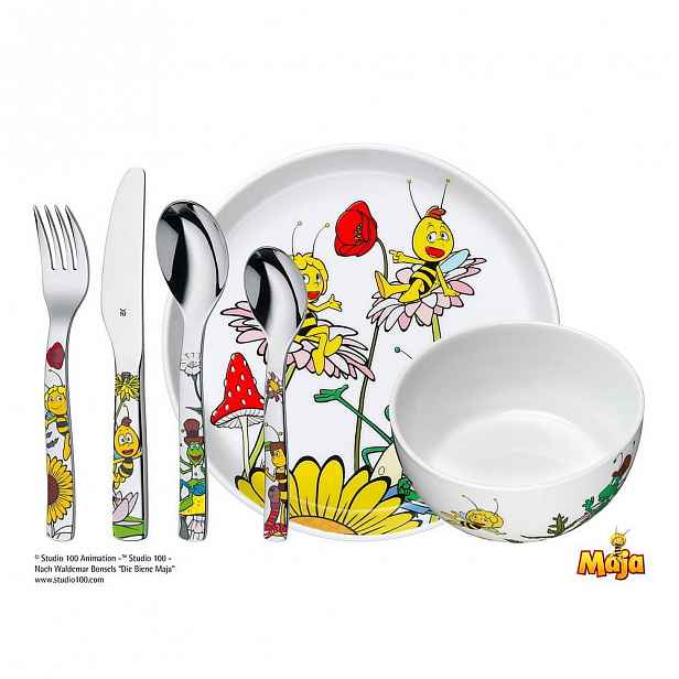 6dílný dětský jídelní set WMF Cromargan® Včelka Mája