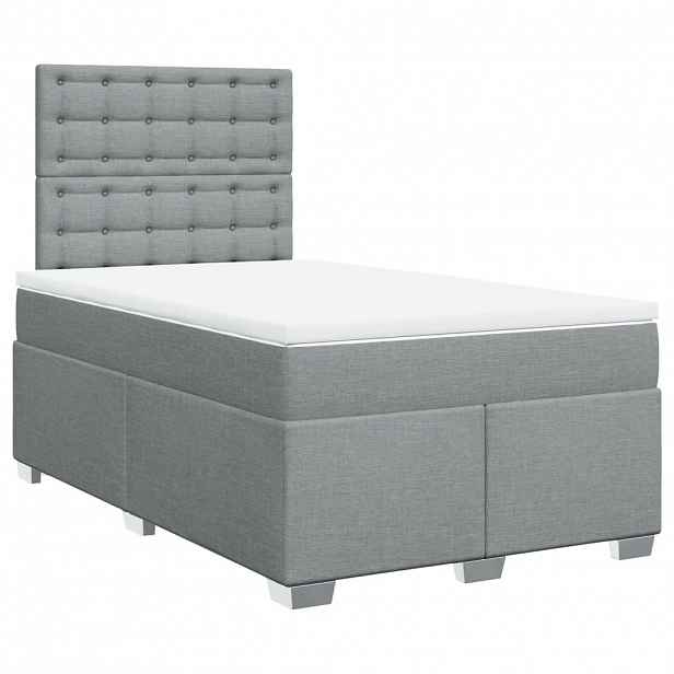 vidaXL Box spring postel s matrací světle šedá 120x190 cm textil