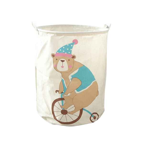 Koš na hračky a prádlo s potiskem CIRCUS BEAR 35x45 cm, krémový