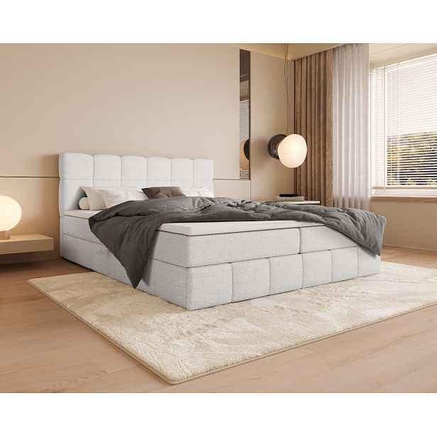Manželská postel s úložným prostorem 140x200 VAFLIA - krémová