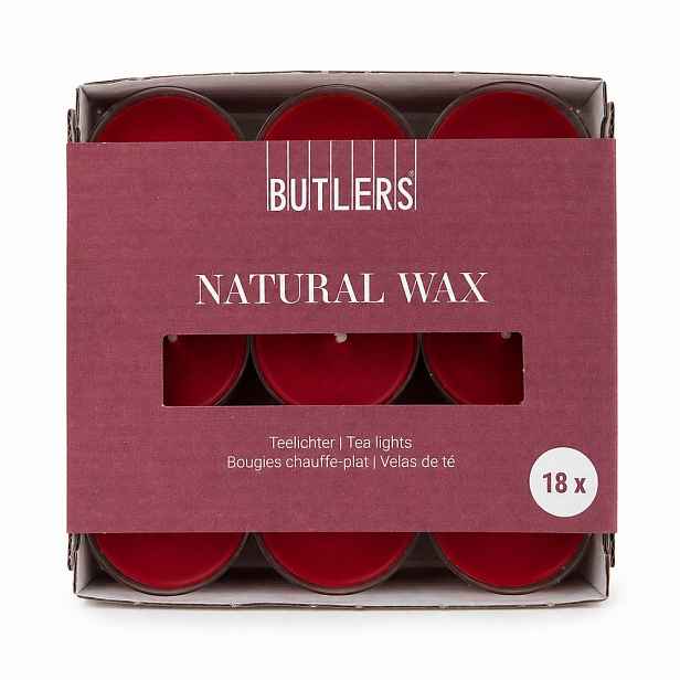 NATURAL WAX Čajové svíčky 18 ks - tm. červená