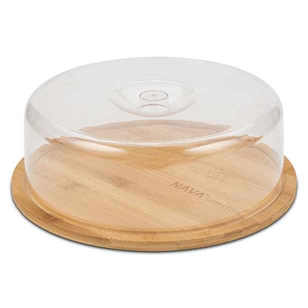 podnos d28cm na dort, TERRESTRIAL, bambus, víko plast