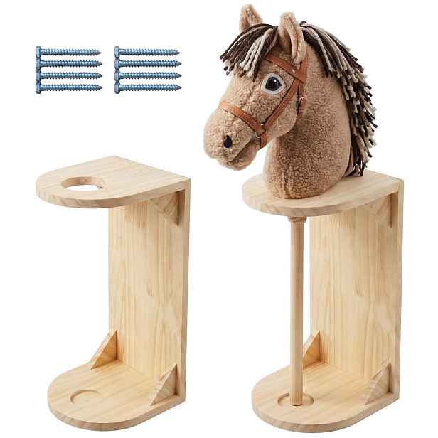 Relaxdays DRŽÁK přírodní 2dílná-sada na hobby horse borové dřevo 35 cm